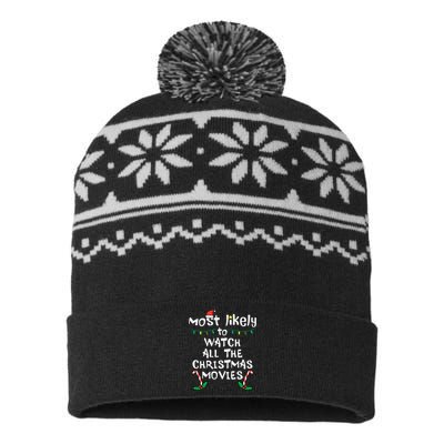 Cozy Holiday Movie Time Festive Family Matching USA-Made Snowflake Beanie