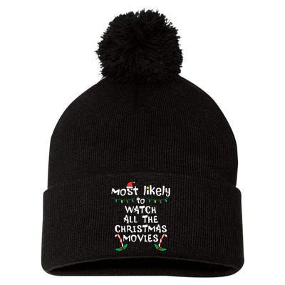 Cozy Holiday Movie Time Festive Family Matching Pom Pom 12in Knit Beanie