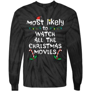 Cozy Holiday Movie Time Festive Family Matching Tie-Dye Long Sleeve Shirt