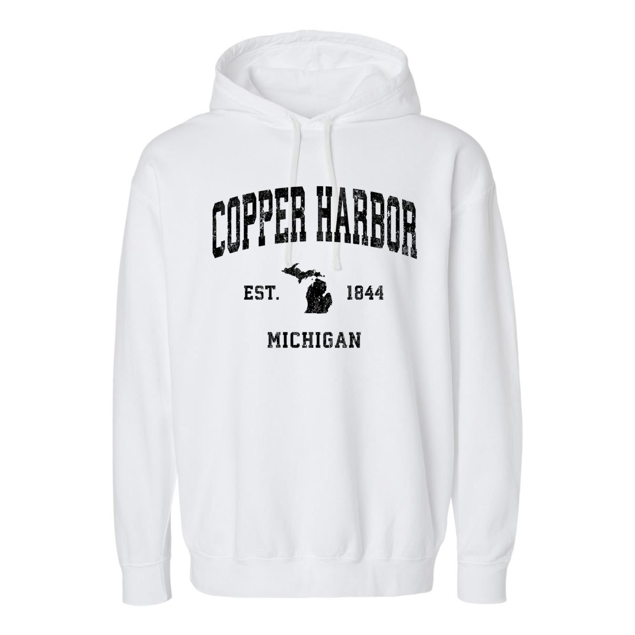 Copper Harbor Michigan Mi Vintage Established Athletic Sports Design Garment-Dyed Fleece Hoodie