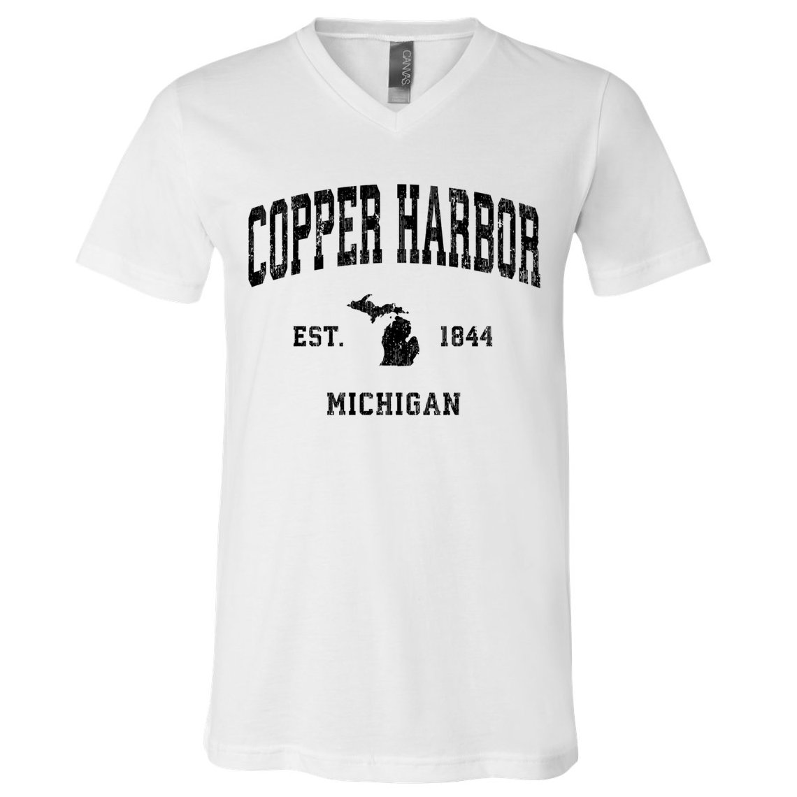 Copper Harbor Michigan Mi Vintage Established Athletic Sports Design V-Neck T-Shirt