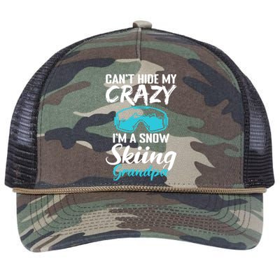 Cant Hide My Crazy Im A Snow Skiing Grandpa Sport Skier Great Gift Retro Rope Trucker Hat Cap