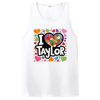 Colorful Heart My Name Is Taylor First Name I Love Taylor PosiCharge Competitor Tank