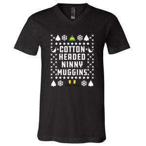 Cotton Headed Ninny Muggins Christmas V-Neck T-Shirt