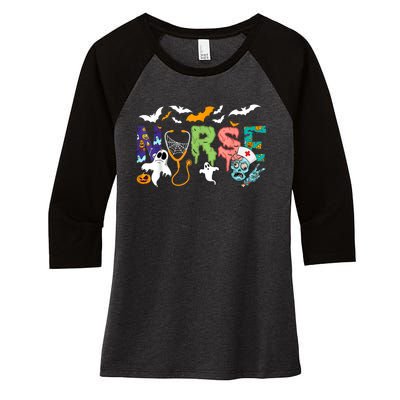 Cute Halloween Nurse Tees Nursing Zombie Halloween Women's Tri-Blend 3/4-Sleeve Raglan Shirt