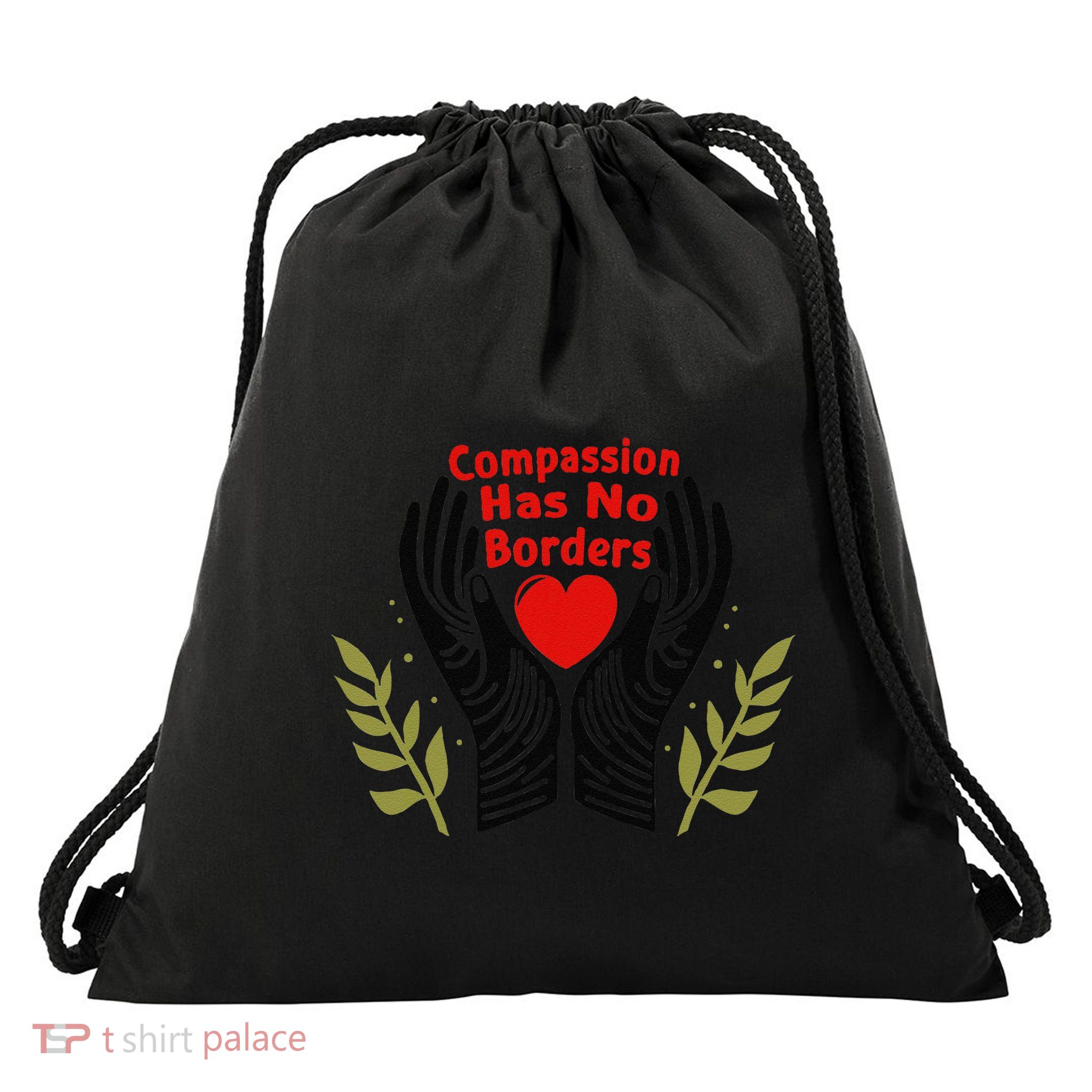 Compassion Has No Borders Drawstring Bag