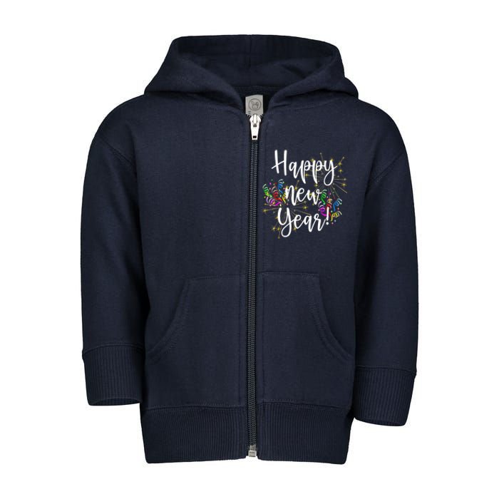 Cute Happy New Year Day Eve Party Fireworks Confetti Costume Toddler Zip Fleece Hoodie