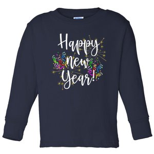 Cute Happy New Year Day Eve Party Fireworks Confetti Costume Toddler Long Sleeve Shirt