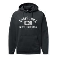 Chapel Hill NC North Carolina Gym Style Distress White Print Performance Fleece Hoodie