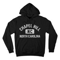 Chapel Hill NC North Carolina Gym Style Distress White Print Hoodie