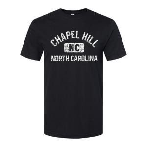 Chapel Hill NC North Carolina Gym Style Distress White Print Softstyle CVC T-Shirt