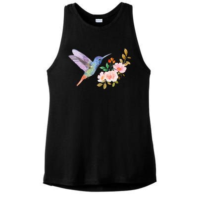 Cute Hummingbird Nectar Flower Outfit Love Birds Ladies PosiCharge Tri-Blend Wicking Tank