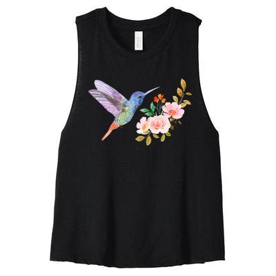 Cute Hummingbird Nectar Flower Outfit Love Birds Women's Racerback Cropped Tank