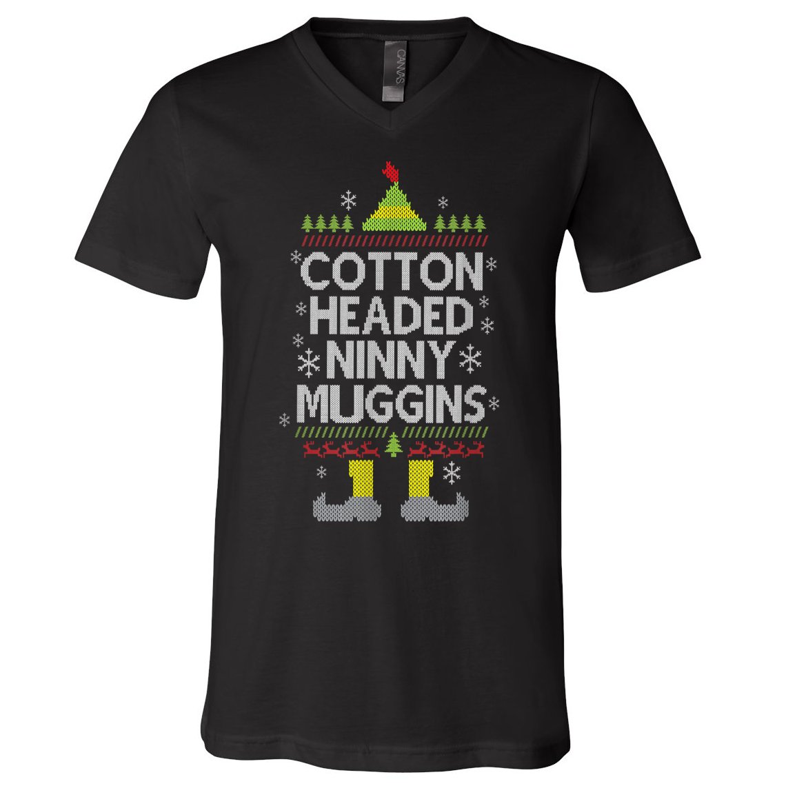 Cotton Headed Ninny Muggins! Funny Christmas Elf V-Neck T-Shirt