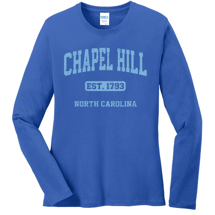 Chapel Hill North Carolina NC Vintage State Athletic Style Ladies Long Sleeve Shirt