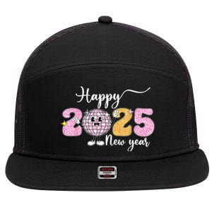 Cute Happy New Year 2025 Party Family Matching Gift 7 Panel Mesh Trucker Snapback Hat