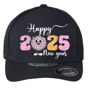 Cute Happy New Year 2025 Party Family Matching Gift Flexfit Unipanel Trucker Cap