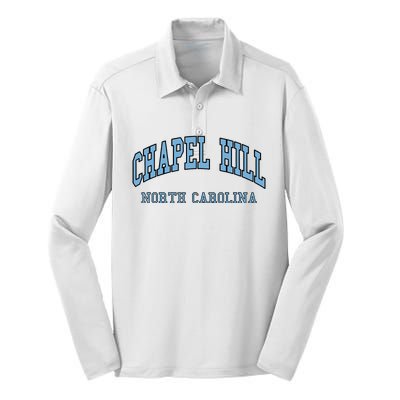 Chapel Hill North Carolina Throwback Silk Touch Performance Long Sleeve Polo