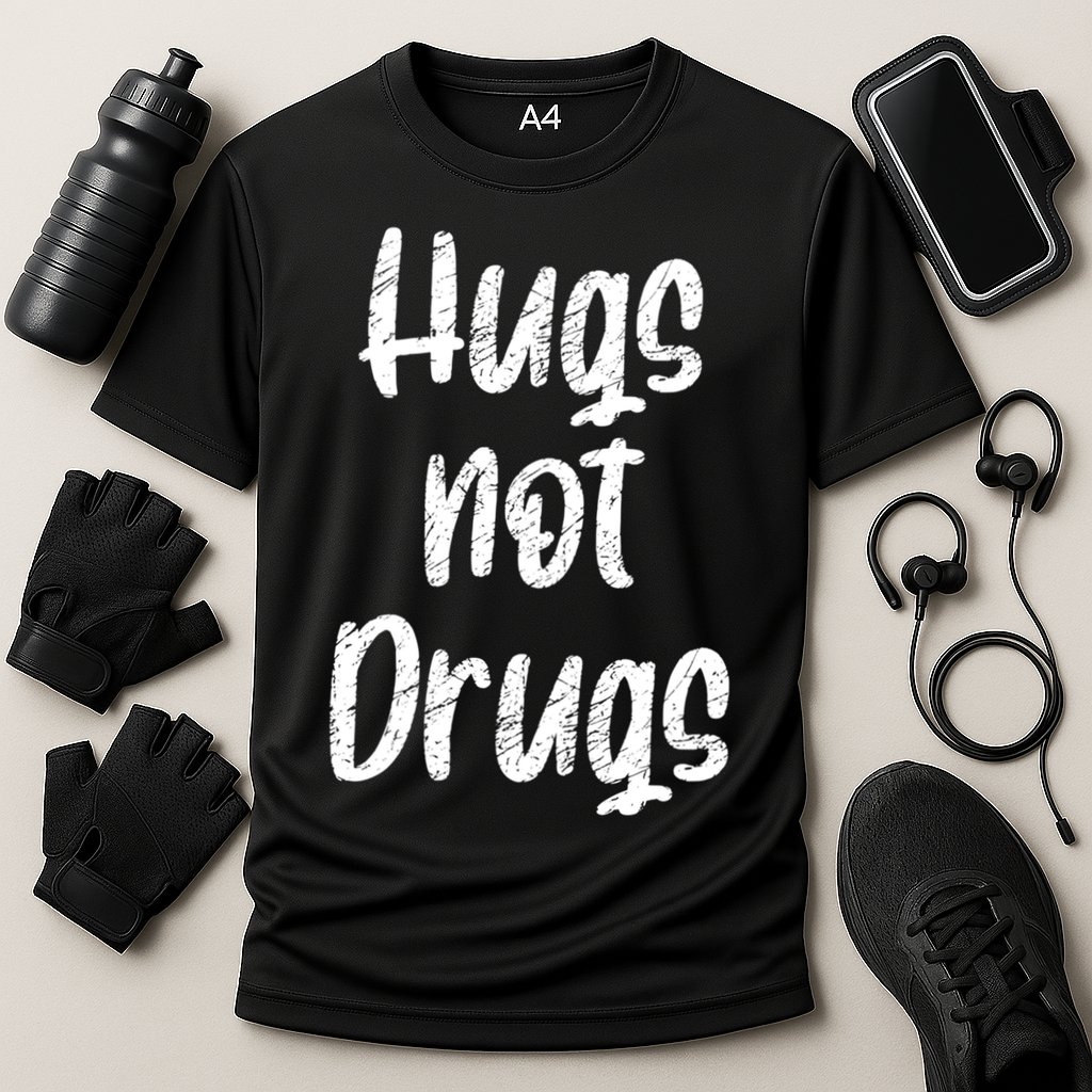 Cute Hugs Not Drugs Funny Say No To Drugs Presents Cool Gift Cooling Performance Crew T-Shirt