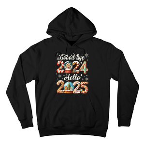 Christmas Happy New Years Eve Goodbye 2024 Hello 2025 Xmas Gift Hoodie