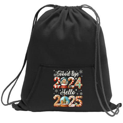 Christmas Happy New Years Eve Goodbye 2024 Hello 2025 Xmas Gift Sweatshirt Cinch Pack Bag