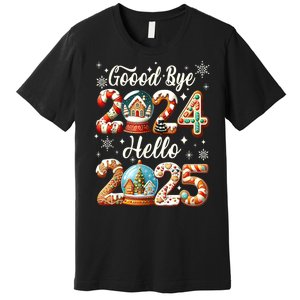 Christmas Happy New Years Eve Goodbye 2024 Hello 2025 Xmas Gift Premium T-Shirt