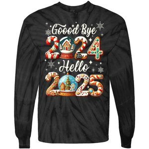 Christmas Happy New Years Eve Goodbye 2024 Hello 2025 Xmas Gift Tie-Dye Long Sleeve Shirt