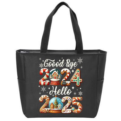 Christmas Happy New Years Eve Goodbye 2024 Hello 2025 Xmas Gift Zip Tote Bag