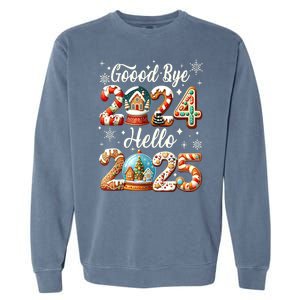 Christmas Happy New Years Eve Goodbye 2024 Hello 2025 Xmas Gift Garment-Dyed Sweatshirt