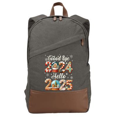 Christmas Happy New Years Eve Goodbye 2024 Hello 2025 Xmas Gift Cotton Canvas Backpack