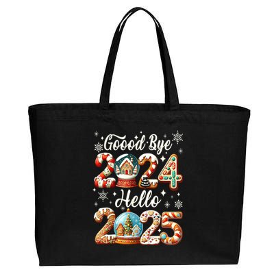 Christmas Happy New Years Eve Goodbye 2024 Hello 2025 Xmas Gift Cotton Canvas Jumbo Tote