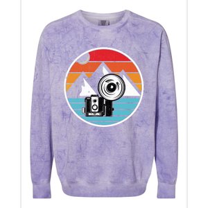 Camping Hiking Nature Retro Photographer Camera Camera Gift Colorblast Crewneck Sweatshirt