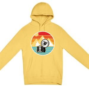 Camping Hiking Nature Retro Photographer Camera Camera Gift Premium Pullover Hoodie