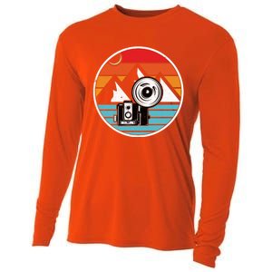 Camping Hiking Nature Retro Photographer Camera Camera Gift Cooling Performance Long Sleeve Crew