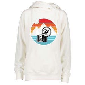 Camping Hiking Nature Retro Photographer Camera Camera Gift Womens Funnel Neck Pullover Hood