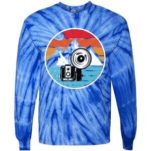 Camping Hiking Nature Retro Photographer Camera Camera Gift Tie-Dye Long Sleeve Shirt