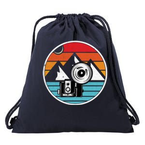 Camping Hiking Nature Retro Photographer Camera Camera Gift Drawstring Bag