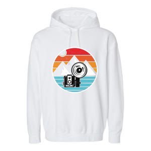 Camping Hiking Nature Retro Photographer Camera Camera Gift Garment-Dyed Fleece Hoodie