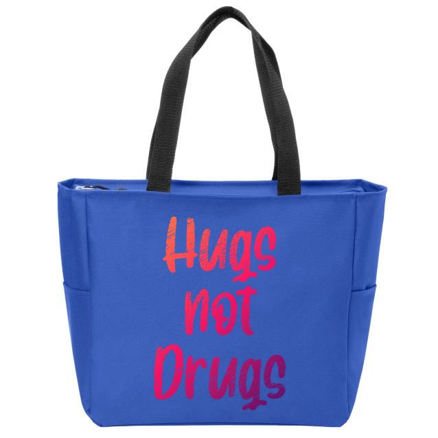 Cute Hugs Not Drugs Funny Say No To Drugs Presents Cool Gift Zip Tote Bag