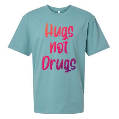 Cute Hugs Not Drugs Funny Say No To Drugs Presents Cool Gift Sueded Cloud Jersey T-Shirt