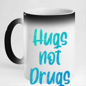 Cute Hugs Not Drugs Funny Say No To Drugs Presents Cool Gift 11oz Black Color Changing Mug