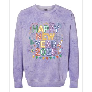 Cool Happy New Year 2025 New Years Eve Party Gift Colorblast Crewneck Sweatshirt