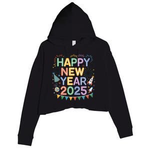 Cool Happy New Year 2025 New Years Eve Party Gift Crop Fleece Hoodie