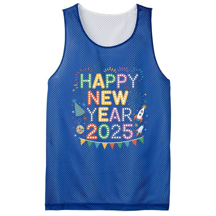 Cool Happy New Year 2025 New Years Eve Party Gift Mesh Reversible Basketball Jersey Tank