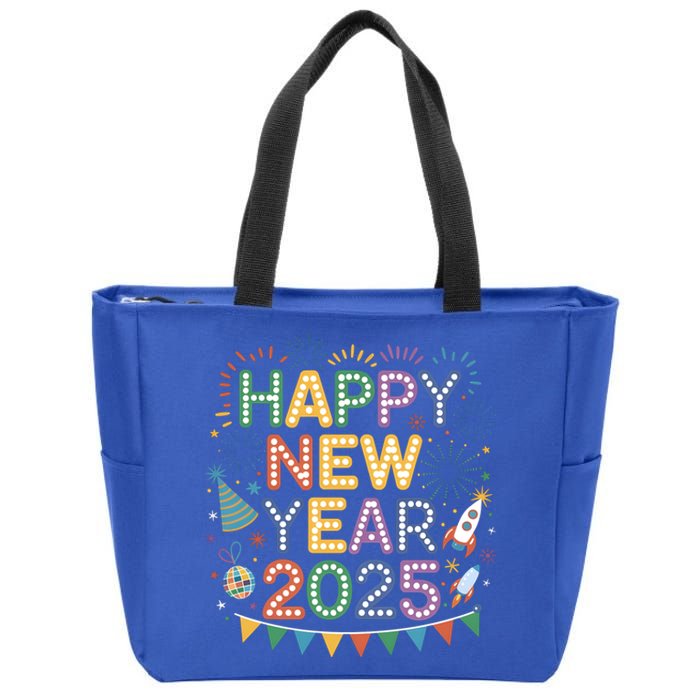 Cool Happy New Year 2025 New Years Eve Party Gift Zip Tote Bag