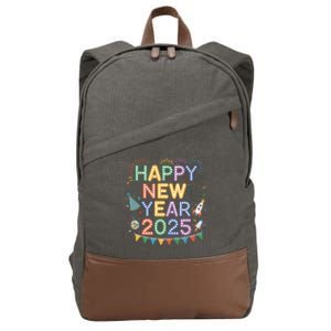 Cool Happy New Year 2025 New Years Eve Party Gift Cotton Canvas Backpack