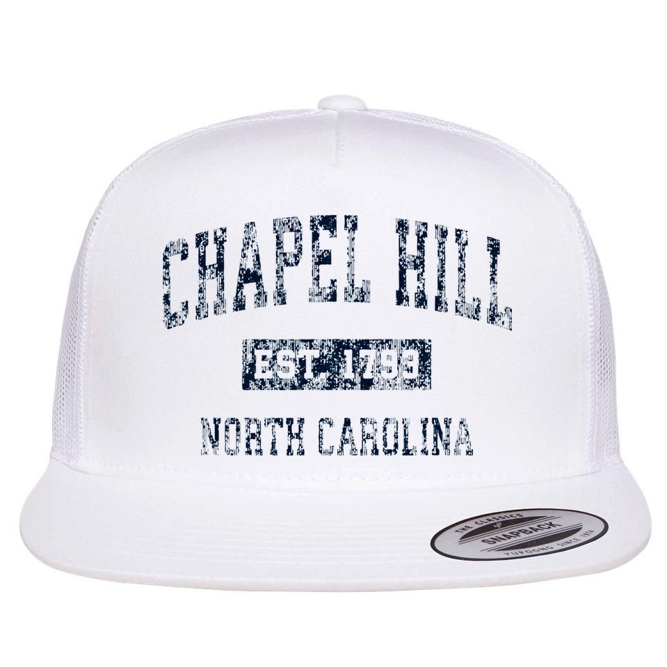 Chapel Hill North Carolina NC Vintage Sports Design Navy  Flat Bill Trucker Hat