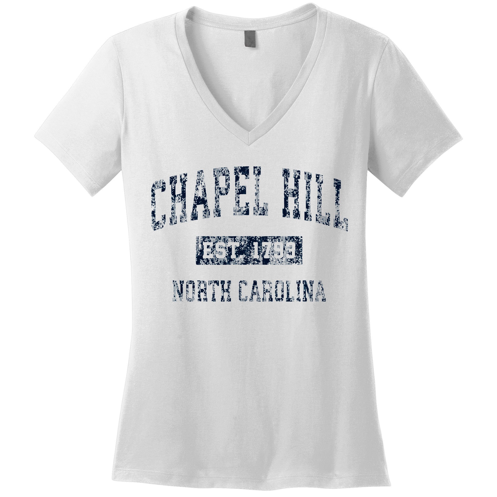 Chapel Hill North Carolina NC Vintage Sports Design Navy  Women's V-Neck T-Shirt