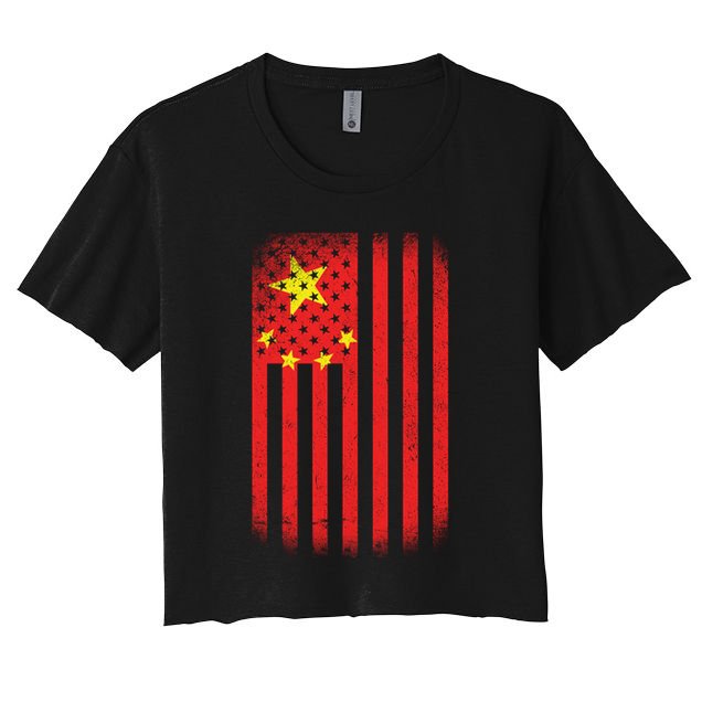 Vintage Chinese Flag Crop Top