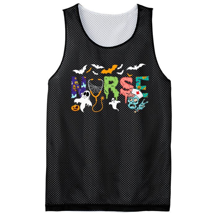 Cute Halloween Nurse Nursing Zombie Halloween Mesh Reversible Basketball Jersey Tank